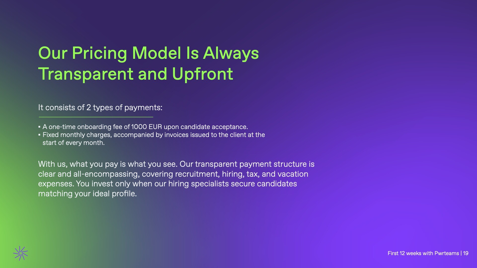 Transparent pricing